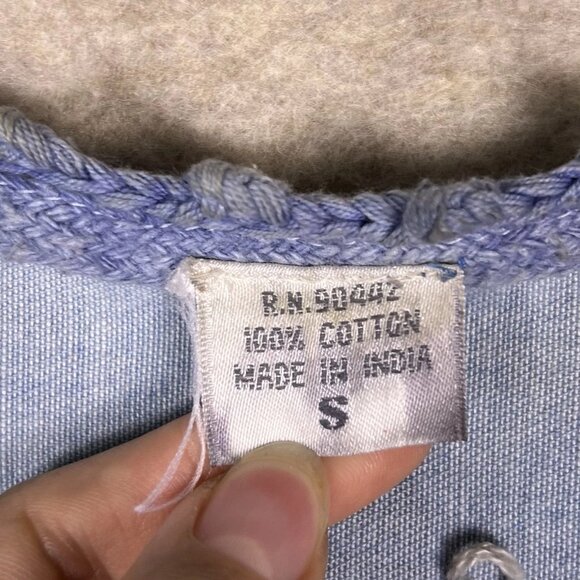 VTG Sandy Starkman Quilted Blue Patchwork Grandmacore Knit Vest Women’s Sz Small - Picture 5 of 16